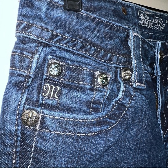 Miss Me for Buckle Embellished Dark Blue Slim Low Rise Capri Jeans Size 25 - Picture 8 of 12